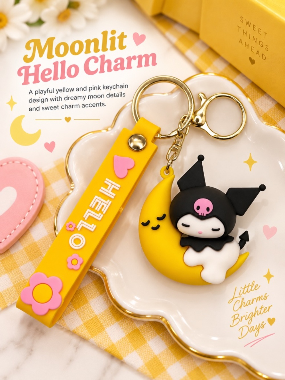 Moonlit Hello Charm Keychain